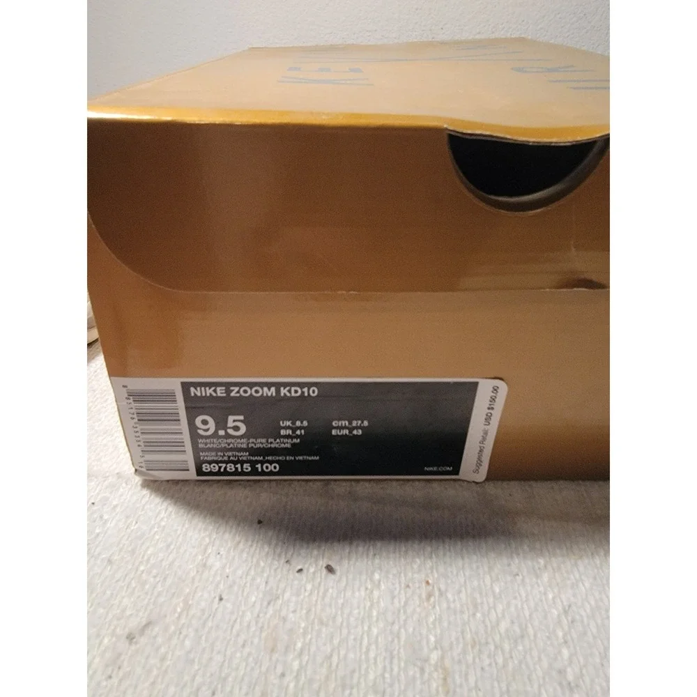 Nike KD 10 Numbers‎ Men's Size 9.5 Sneakers White Basketball Shoes